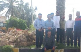 بازدید اعضا محترم شورای شهر و شهردار از پروژه اصلاح میدان اصلی شهر باب انار