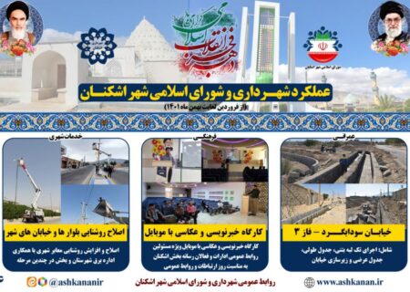 بخش چهارم گزارش عملکرد شهرداری و شورای اسلامی شهر اشکنان