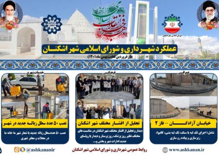 بخش پنجم گزارش عملکرد شهرداری و شورای اسلامی شهر اشکنان