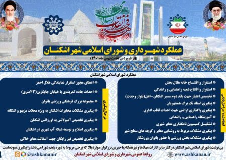 بخش نهم گزارش عملکرد شهرداری و شورای اسلامی شهر اشکنان