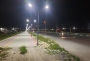 تکمیل نصب پایه های روشنایی ضلع شمالی و جنوبی پیاده راه بلوار شهید سلیمانی # ورودی شهر#