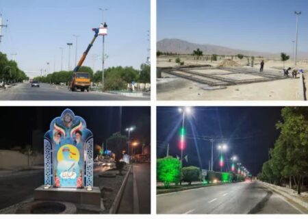 نصب اِلِمان نوری “چراغ های LED رنگی” طرح پرچم‌ ایران، نورپردازی پروژه اِلمان شهدا،شروع به ساخت و احداث مسجد در پارک شهر لطیفی