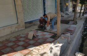 اجرای عملیات بهسازی معابر و پیاده راه های شهر سیدان توسط شهرداری
