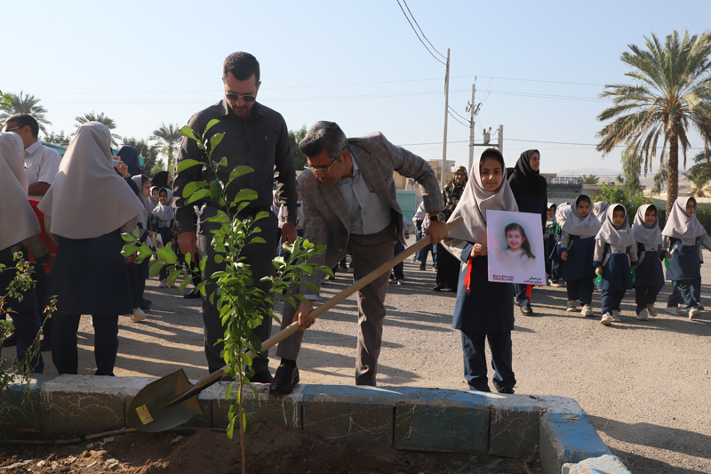 غرس ۲۴ نهال به یاد شهدای دانشآموز در لارستان / تداوم یاد شهیدان با شکوفههای امید