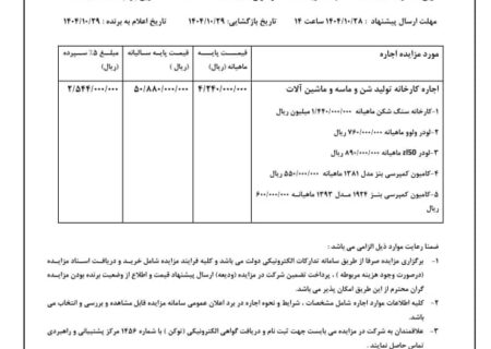 شهرداری جویم/آگهی مزایده اجاره/دیماه ۱۴۰۴