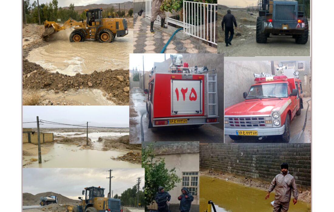 گوشه ای از تلاش نیروهای خستگی ناپذیر شهرداری لطیفی در روزهای بارانی