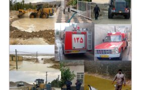 گوشه ای از تلاش نیروهای خستگی ناپذیر شهرداری لطیفی در روزهای بارانی