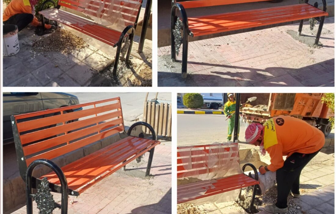 نصب مبلمان شهری جدید در پیاده‌رو بلوار امام علی (ع) شهر لطیفی