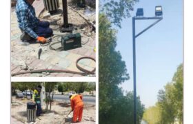 بهبود روشنایی معابر و پارک‌های شهر لطیفی با اجرای طرح بهسازی